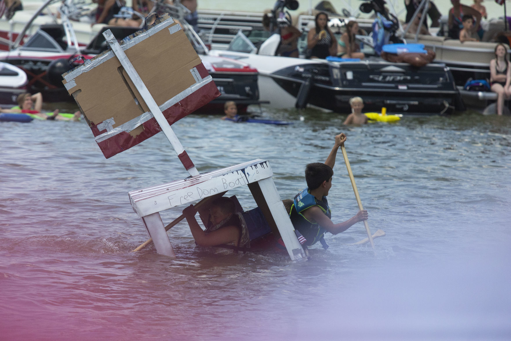 Cardboard boat race at Cedar Lake